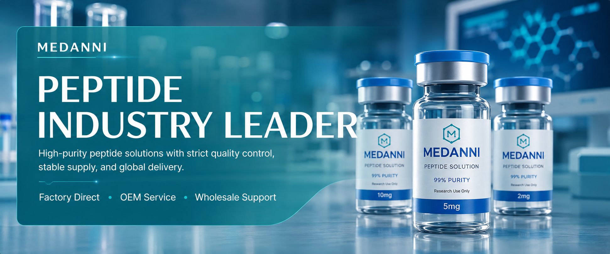 MEDANNI peptide solutions in a laboratory